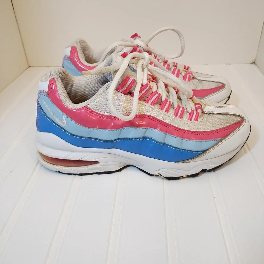 Nike Air Max 95 Kids‎ 5Y White Pink Blue Sneakers White Shark Coast 310830-109